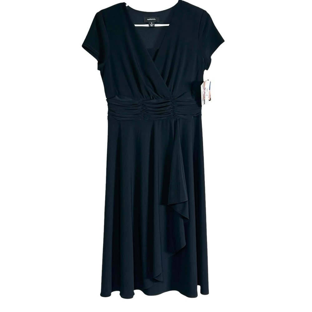 NWT R & M Richards Womens Black V Elegant Stretchy Midi Dress Size 10